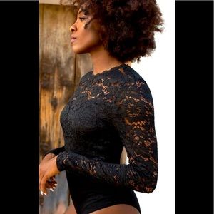 Black lace body suit